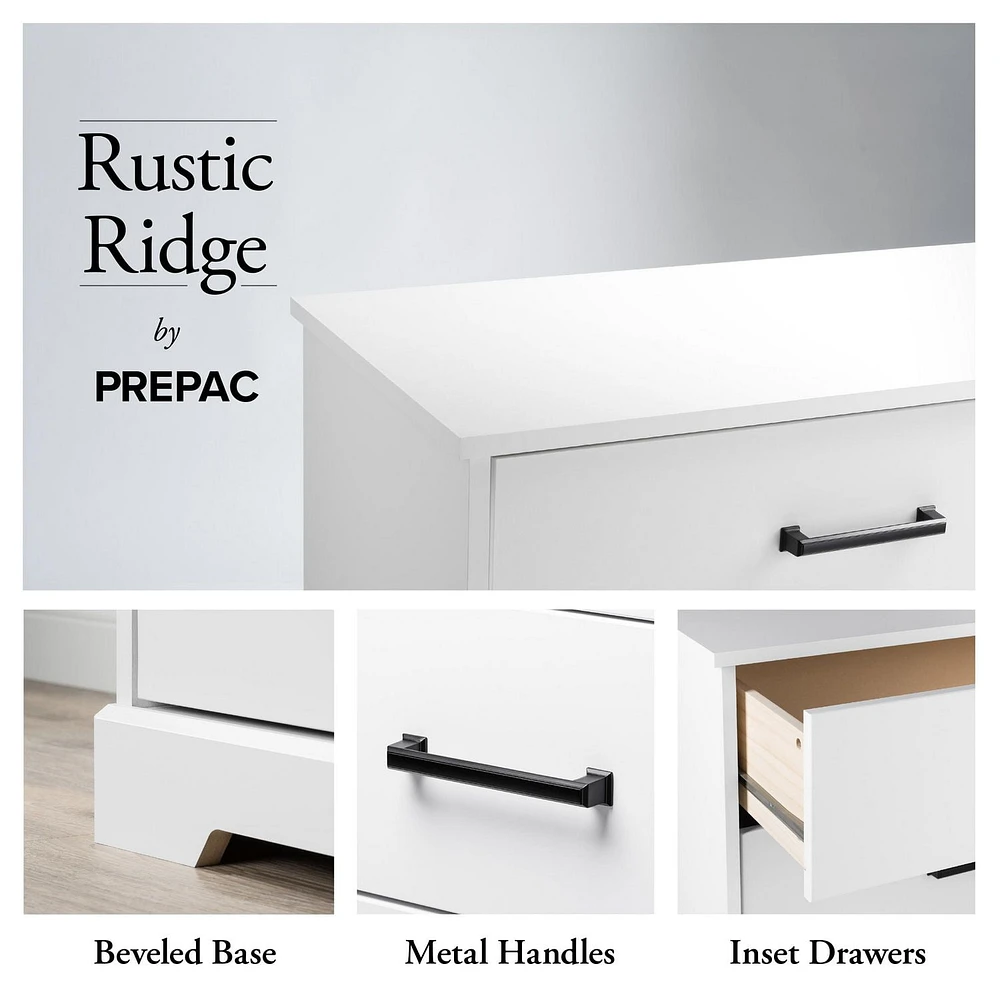 Prepac Rustic Ridge 6 Drawer 18.5"D x 23.75"W x 51.5"H Dresser