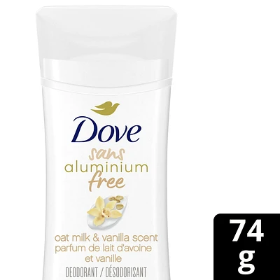 Dove Aluminum Free Déodorant for Women with 1/4 Moisturizers Oat Milk & Vanilla Scent for Soft, Comfortable Underarms, 74g