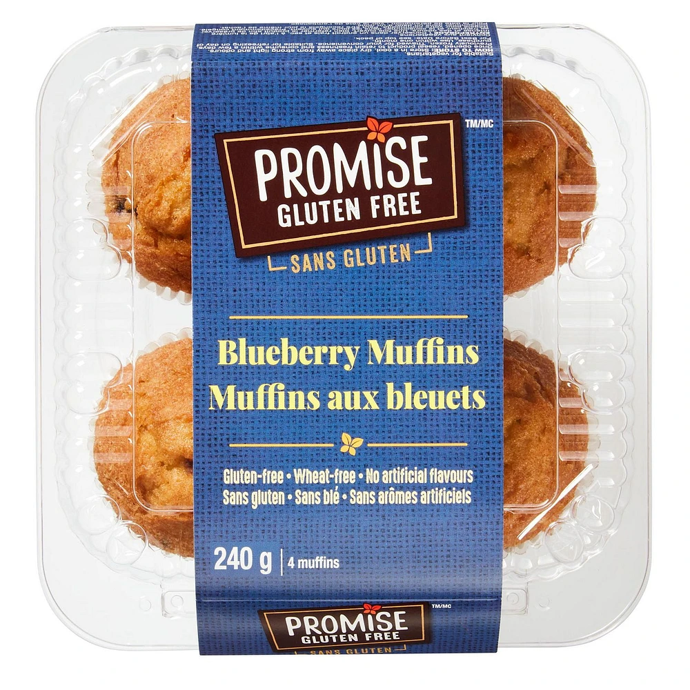 Promise Gluten Free Blueberry Muffins, 4 pieces, 240 g total