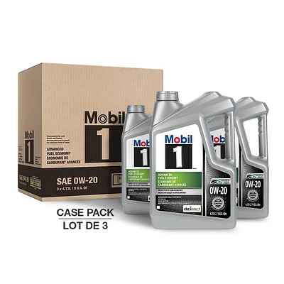 Mobil 1™ Advanced Fuel Economy Full Synthetic Motor Oil 0W-20, 3 x 4.73 L