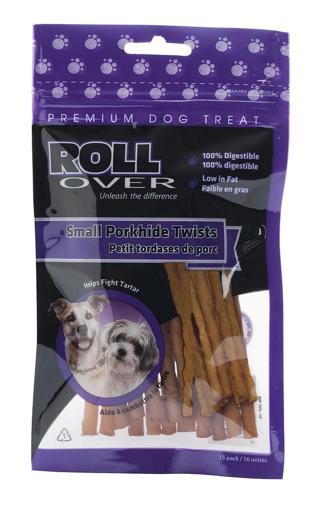 Rollover Small Porkhide Twists Dog Treat