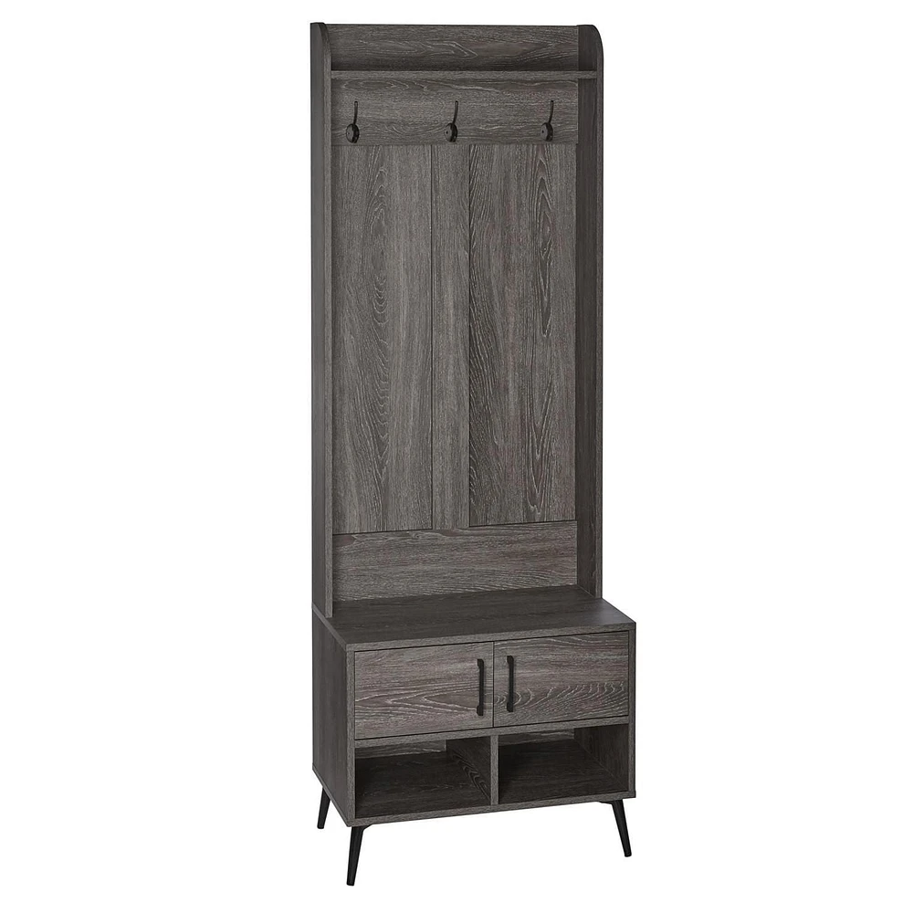 RiverRidge® Home Woodbury Collection 66.88-inch H x 23.63-inch W x 13.38-inch D Hall Tree with Bench in Weathered Wood