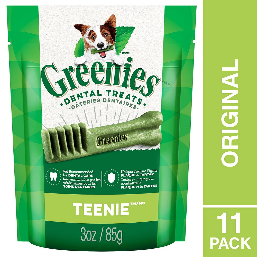 Gâteries dentaires naturelles pour chiens adultes GREENIES Original format TEENIE 11-96 Gâteries