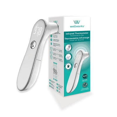 Thermomètre infrarouge pour le front et les oreilles wellworks ™ Aidez à protéger toute la famille.