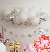 Silver and White Confetti Balloons 15Pk