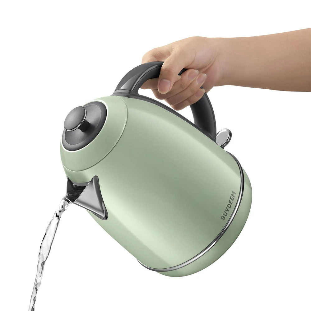 BUYDEEM K640 1.7L Stainless Steel Electric Tea Kettle with Auto Shut-Off and Boil Dry Protection.