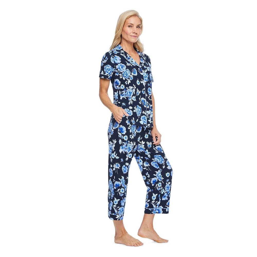 Pyjama 2 pièces avec haut à col cranté Iyla pour femmes Tailles TP–TTG