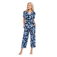 Pyjama 2 pièces avec haut à col cranté Iyla pour femmes Tailles TP–TTG