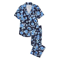 Pyjama 2 pièces avec haut à col cranté Iyla pour femmes Tailles TP–TTG