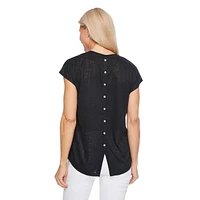 T-shirt avec boutons dans le dos Iyla pour femmes