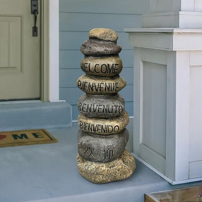 Angelo Décor Stacked Stone Welcome Statue