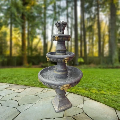 Angelo Décor Royal Lion 4 Tier Fountain, 60-inch, SafeStop Pump with 15-ft Cord, PumpJacket Filter