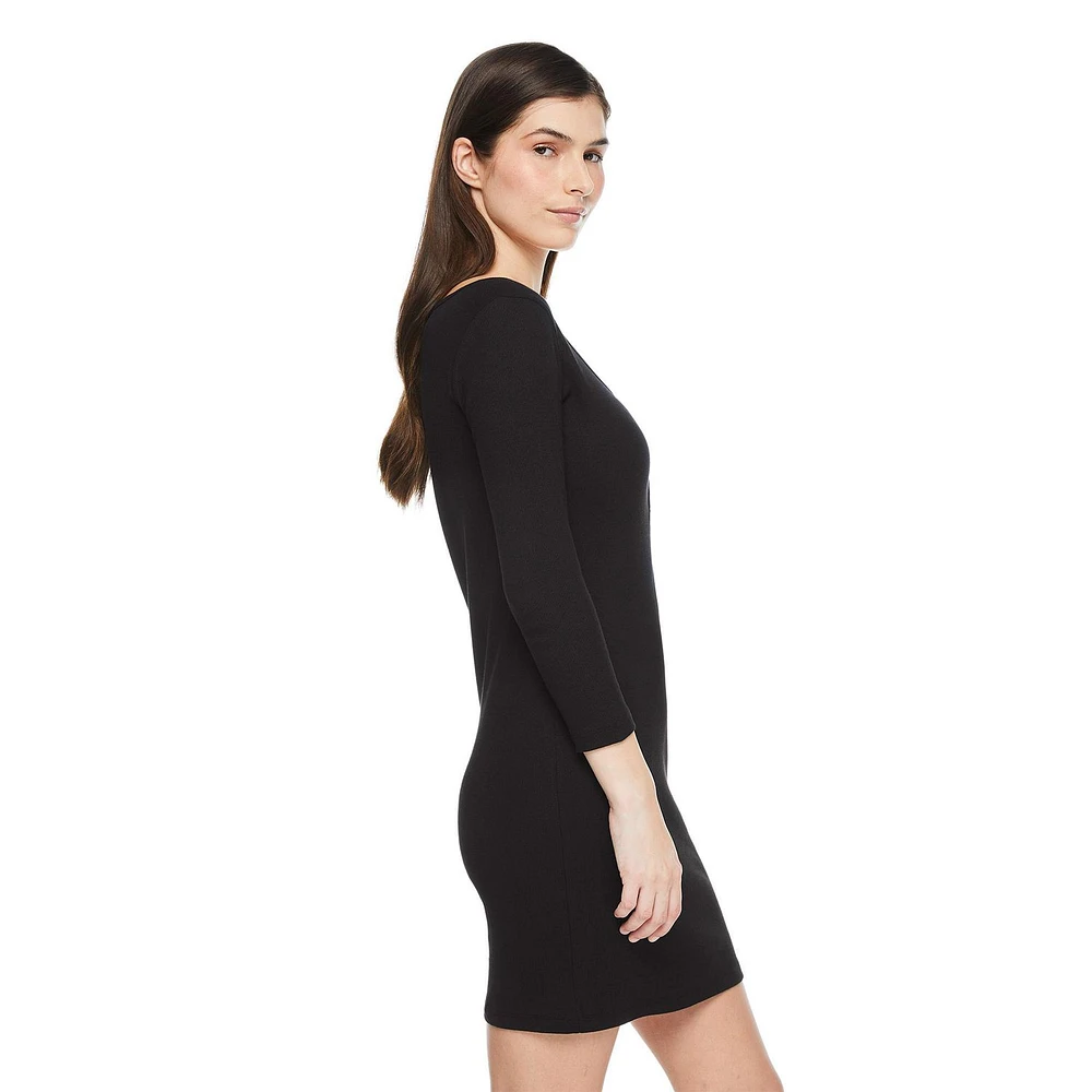 No Boundaries Women's Rib Henley Dress