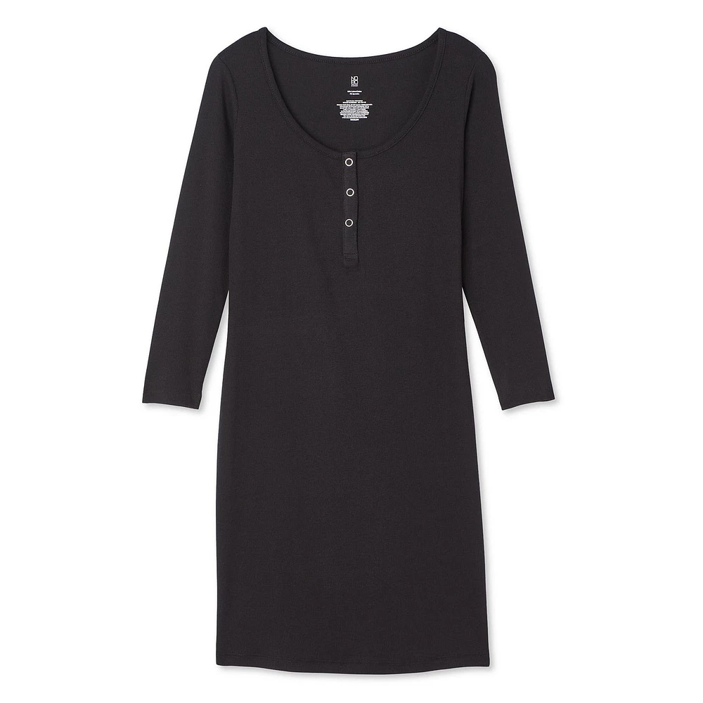 No Boundaries Women's Rib Henley Dress