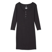 No Boundaries Women's Rib Henley Dress