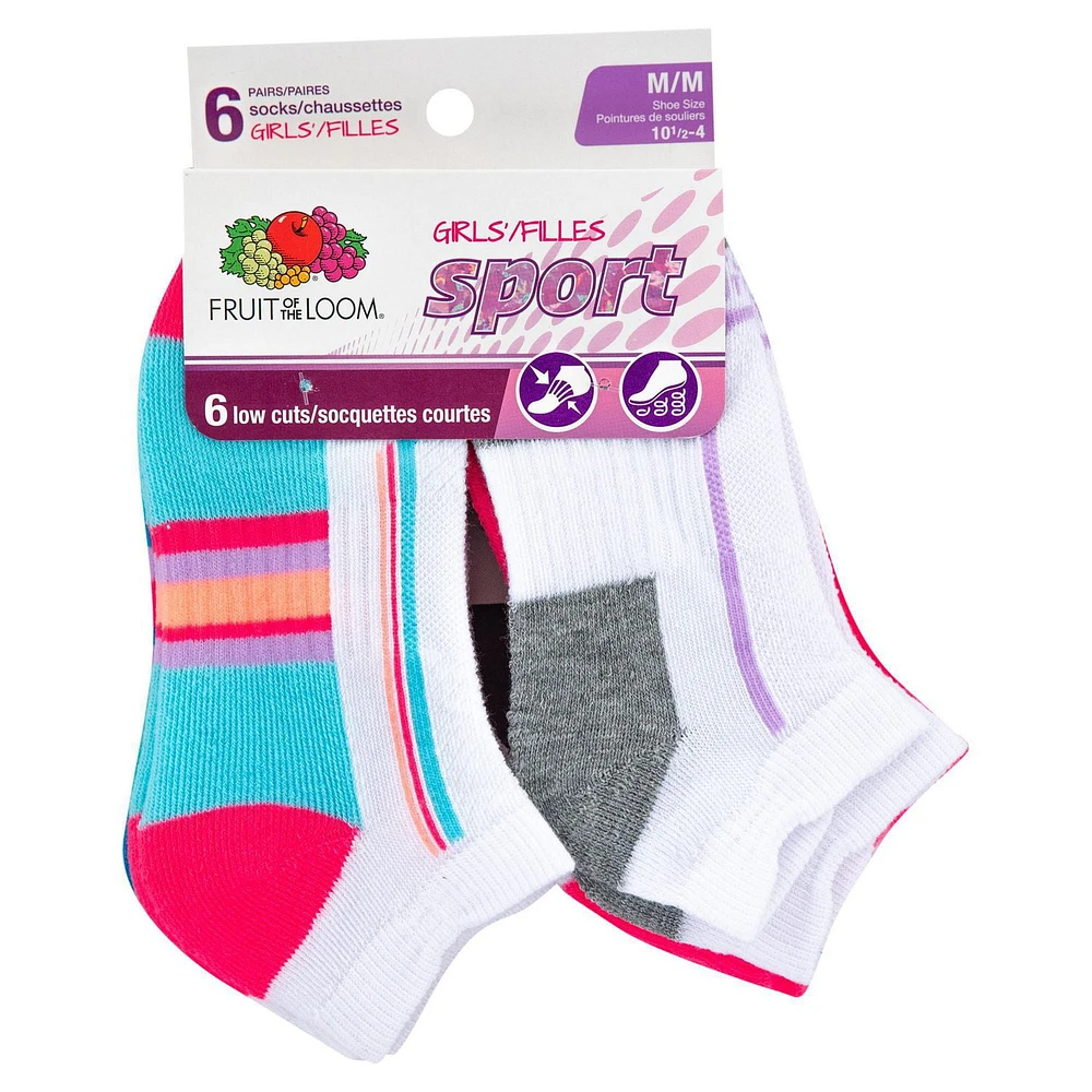 Fruit of the Loom Girls' Low Cuts Sport Socks 6 Pair