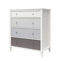 Multi-Colored 4 Drawer Dresser, White and Gray