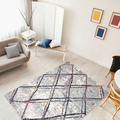 ECARPET Trellis Area Rug Ultra Soft & Fluffy Carpet Morocco Collection