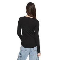 No Boundaries Women's Henley Tee