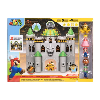 Super Mario Deluxe Bowser Castle Playset with Bonus 5 Figures, Ages 3+, 2.5-Inch