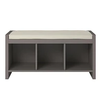 Penelope Entryway Storage Bench with Cushion, Taupe