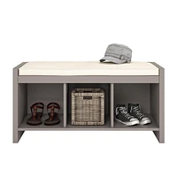 Penelope Entryway Storage Bench with Cushion, Taupe