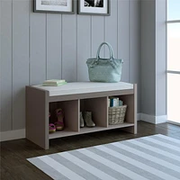 Penelope Entryway Storage Bench with Cushion, Taupe