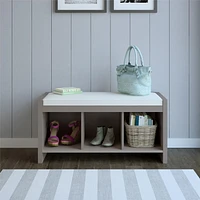 Penelope Entryway Storage Bench with Cushion, Taupe