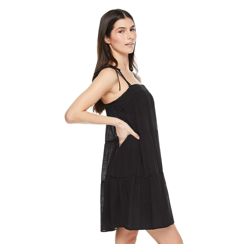 No Boundaries Women's Tiered Cover-Up, Sizes XS-XXL