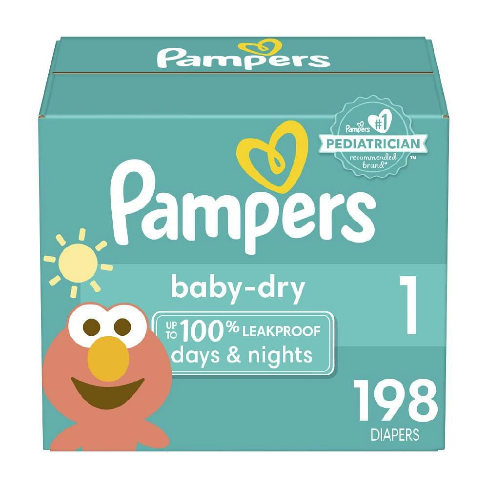 Pampers Baby Dry Diapers, Super Econo Pack, Size 1-7, 84-198CT