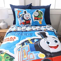 4 Piece Twin Bedding Set, Thomas the Tank, Includes Soft Reversible Comforter, Fitted Sheet, Flat Sheet, Pillowcase