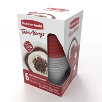 Rubbermaid TakeAlongs Small Square Food Storage Containers, 118 mL, 6 Pack, 0.5 Cup