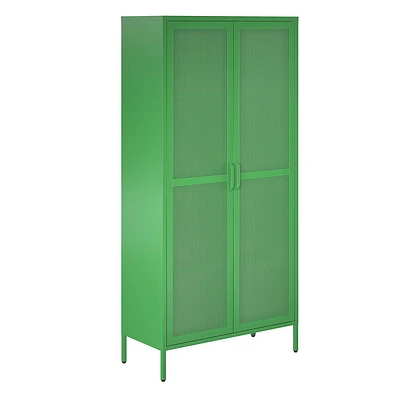 Channing Tall 2 Door Storage Cabinet-Mesh Metal Locker, Kelly Green