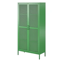 Channing Tall 2 Door Storage Cabinet-Mesh Metal Locker, Kelly Green