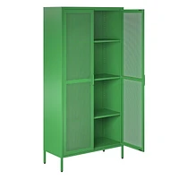 Channing Tall 2 Door Storage Cabinet-Mesh Metal Locker, Kelly Green