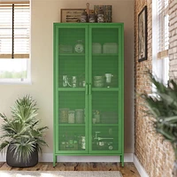 Channing Tall 2 Door Storage Cabinet-Mesh Metal Locker, Kelly Green