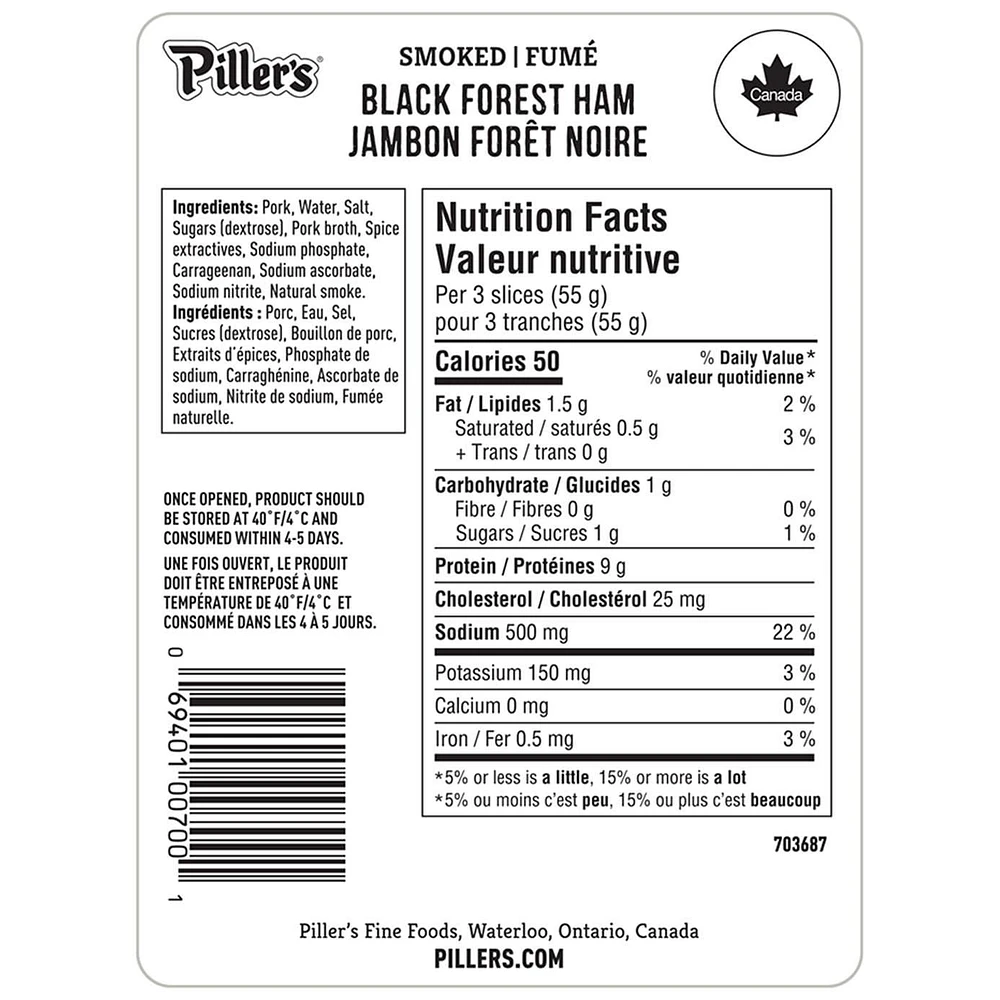 Piller's Black Forest Ham, 2 x 250g