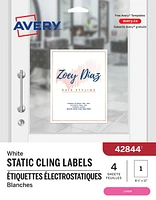 Avery White Static Cling Labels, 8½" X 11", Repositionable, for Laser Printers - 42844, 8½" X 11", Cling