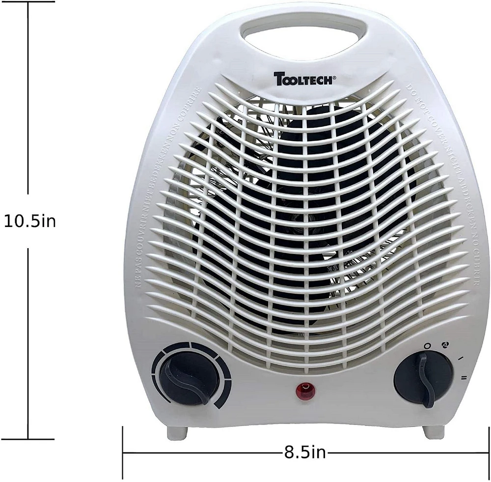 Tooltech® 750-1500-Watt Compact Fan Heater with Adjustable Thermostat