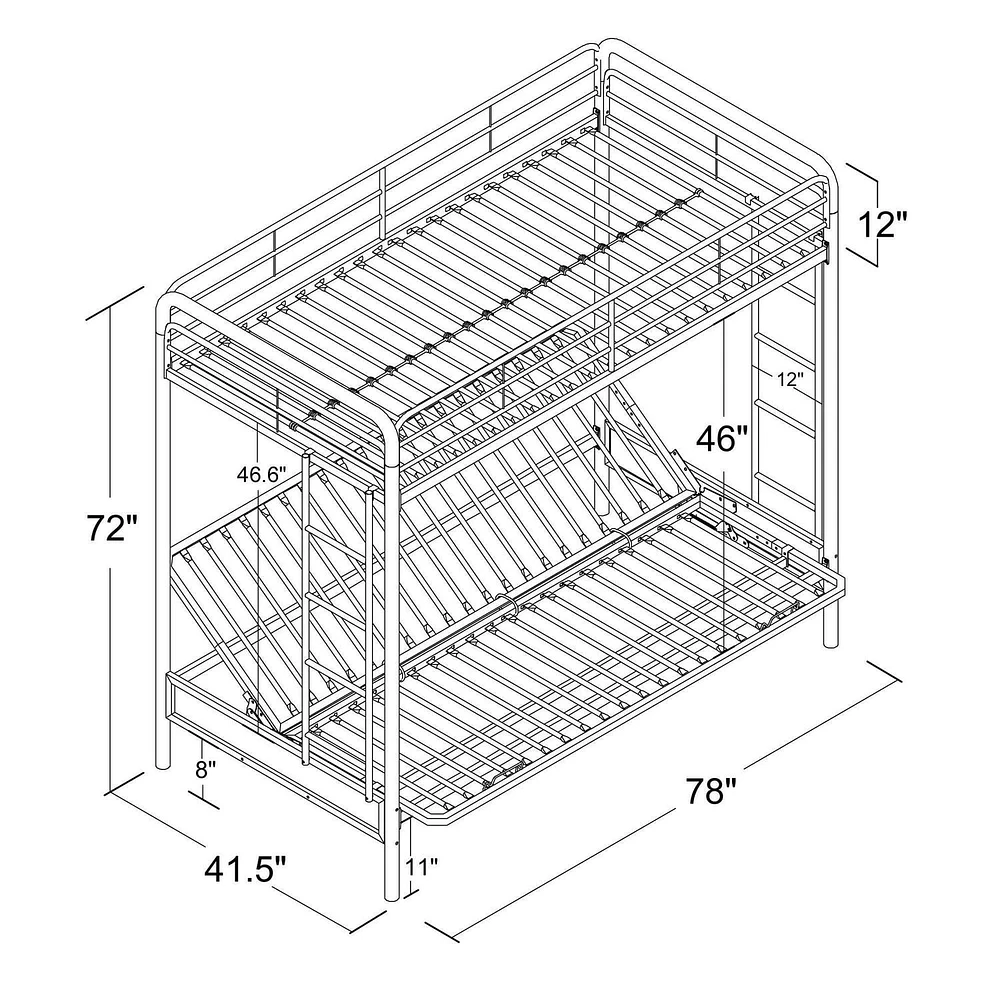 DHP Sammie Twin over Futon Metal Bunk Bed