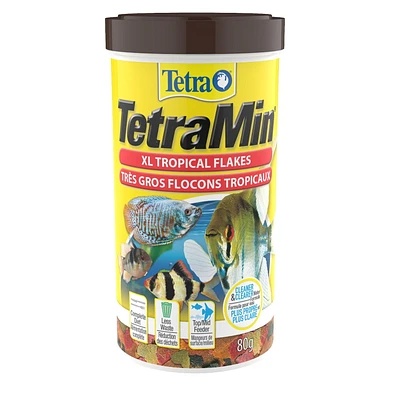 Flocons tropicaux TetraMin XL gros flocons, nourriture pour poissons 80 grammes