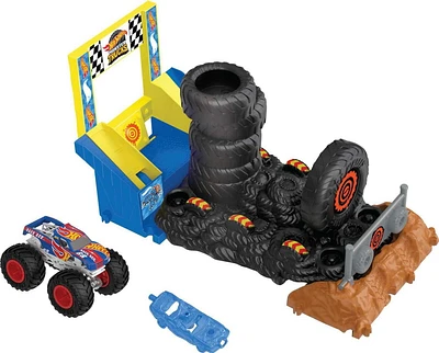 Hot Wheels Monster Trucks Arena Smashers Race Ace Smash Race Challenge Playset with 1 Vehicle