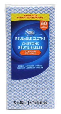 Great Value Family Size All Purpose Reusable Cloths, Great Value Family Size All Purpose Reusable Cloths 60ct