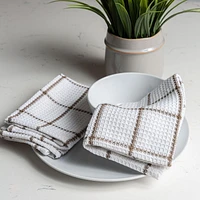 Serviettes à vaisselle FabStyles Solo gaufres, lot de 4, coton filé à l'anneau, lavable en machine, linges à vaisselle longue durée, torchons Tailles 12 x 12 po, ens. de 4