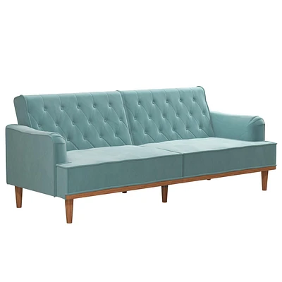 Mr. Kate Stella Vintage Coil Futon, Teal Velvet