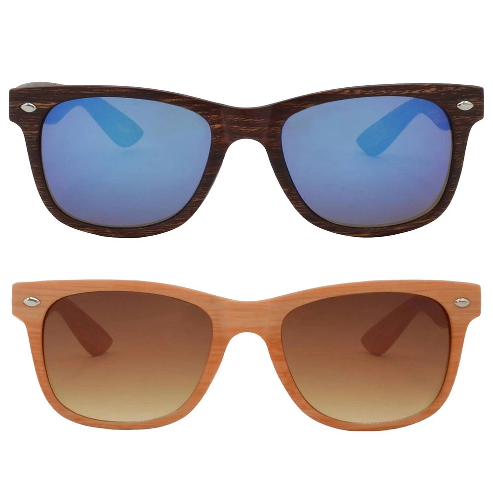 Cool Kidz Boys dark brown wooden print wayfarer and light brown wooden print wayfarer Sunglasses