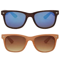 Cool Kidz Boys dark brown wooden print wayfarer and light brown wooden print wayfarer Sunglasses