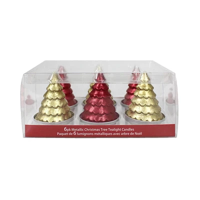 6pk Metallic Christmas Tree Tealight Candles