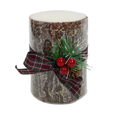 4" Bark Pillar Candle