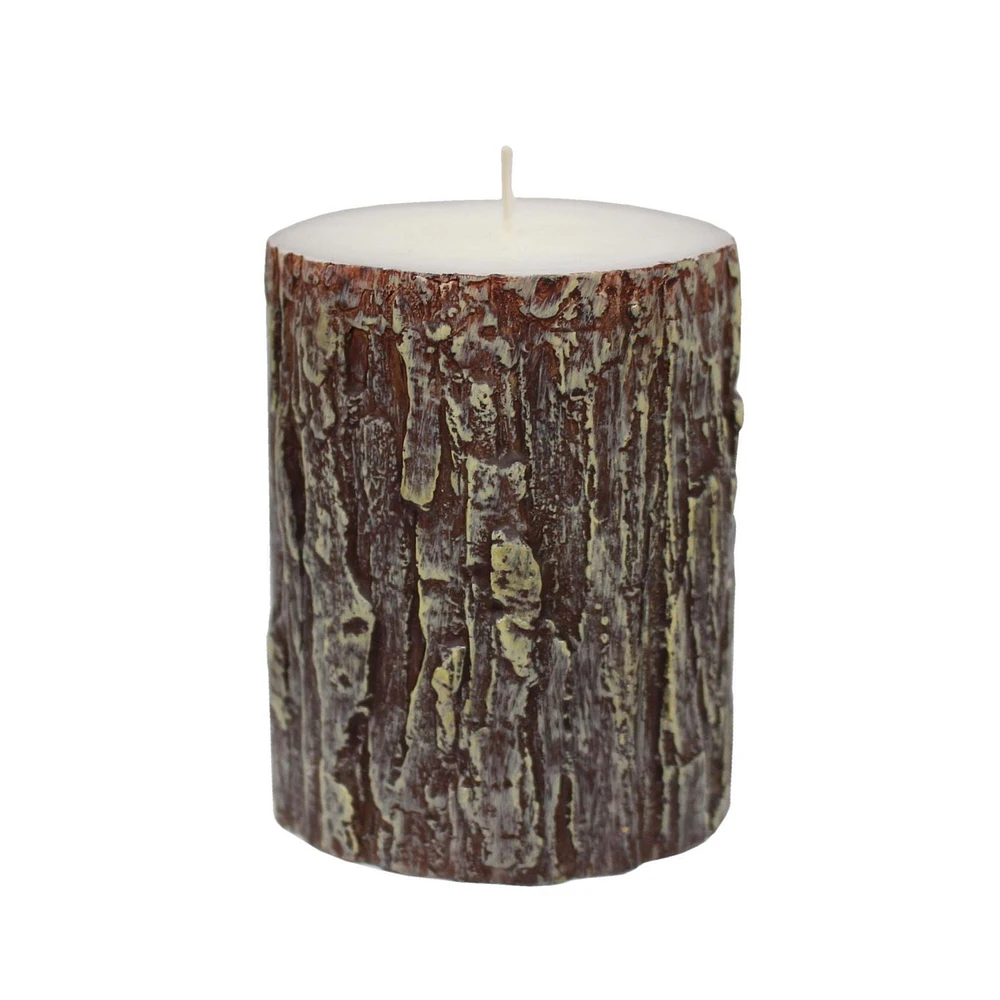 4" Bark Pillar Candle